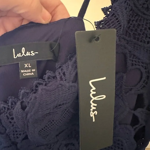 Lulu's Navy Lace Midi Dress - Picture 6 of 8